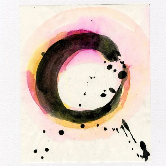 Enso Painting, Zen Circle art, yellow, Original Contemporary Modern Spiritual - Picture 4 of 4